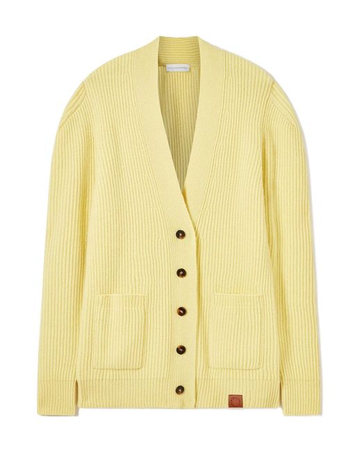Stella McCartney Yellow Chunky Knit Button-Up Cardigan