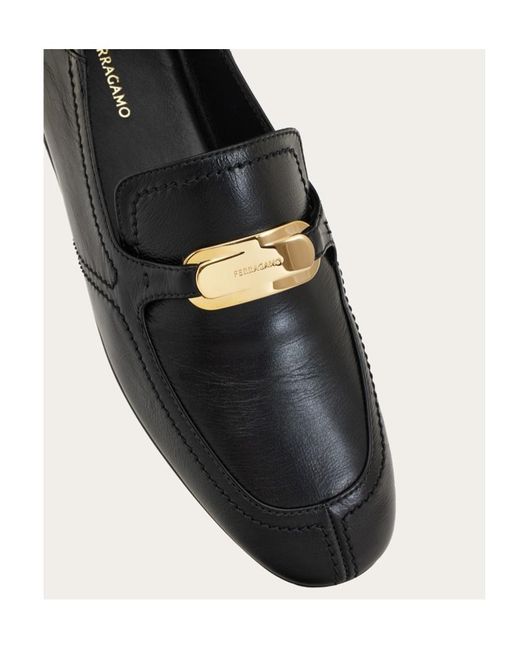Ferragamo Blue Elaine Leather Loafers