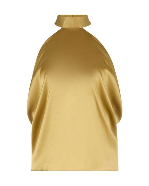 Nina Ricci Yellow Halterneck Satin Blouse