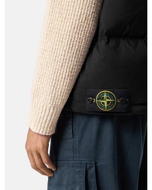 Stone Island Black Lightweight Down Vest With Zip Pockets for men