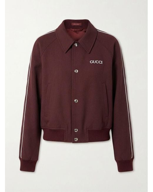 Gucci Purple Wool Jacket With Logo Patch for men