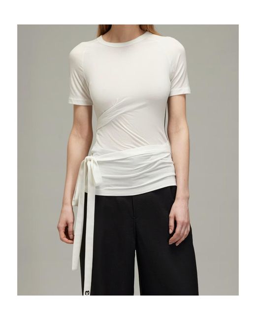 Y-3 White 3-Striped Drawstring T-Shirt