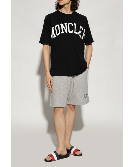 Moncler White Basile Logo Embossed Slides for men