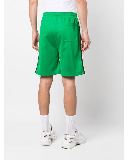 Valentino Green Vlogo Side-Stripe Track Shorts for men