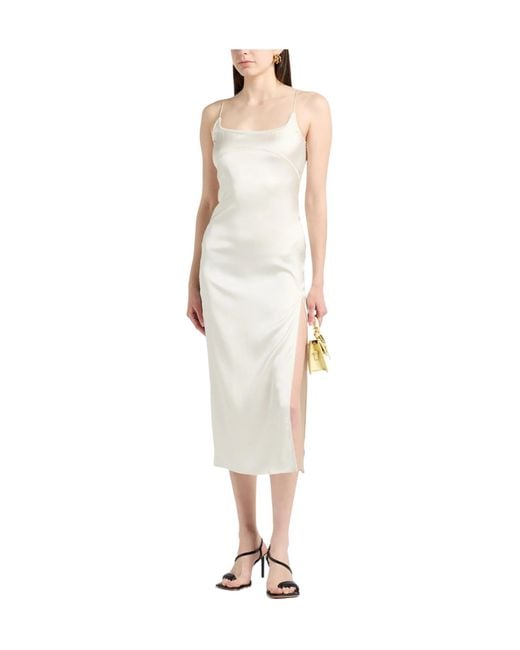 Jacquemus White Minimalist Solid-Color Slip Dress