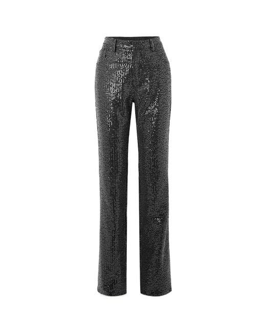 ROTATE BIRGER CHRISTENSEN Gray High-Waisted Sequin-Embellished Jeans