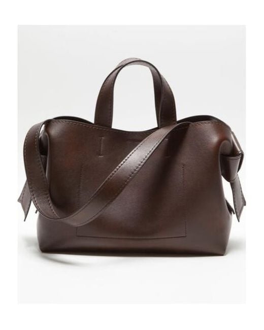 Acne Brown Musubi Logo Printed Midi Tote Bag