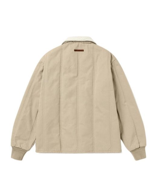 1989 STUDIO Natural Canvas Shearling Collar Quilted Jacket for men