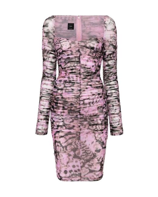 Pinko Multicolor Floral Printed Ruched Midi Dress