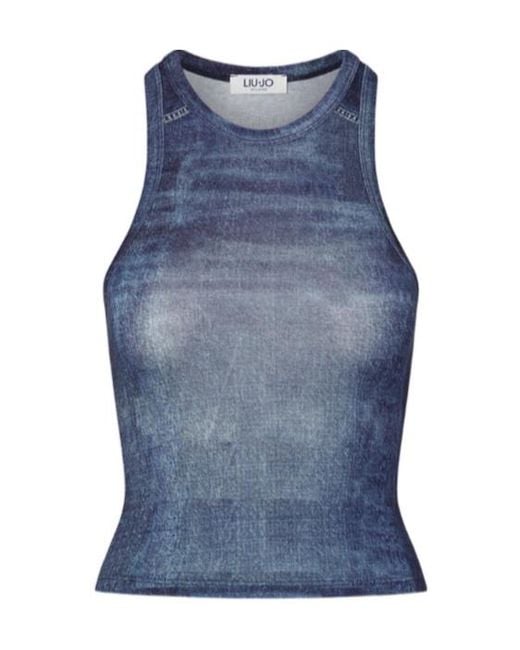Liu Jo Blue Denim-Finish Top