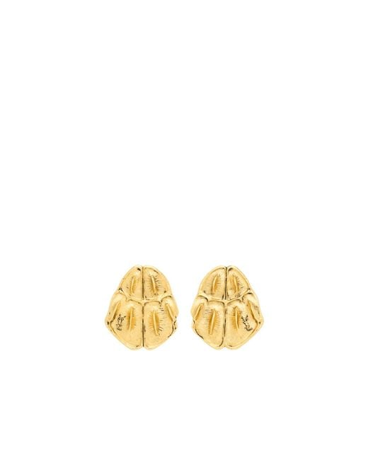 Saint Laurent Metallic Crocodile Scale Textured Earrings