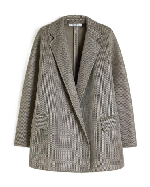Max Mara Gray Long-Sleeved Belted Coat