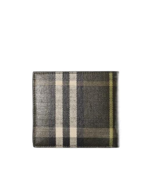 Burberry Gray Check Bifold Wallet for men