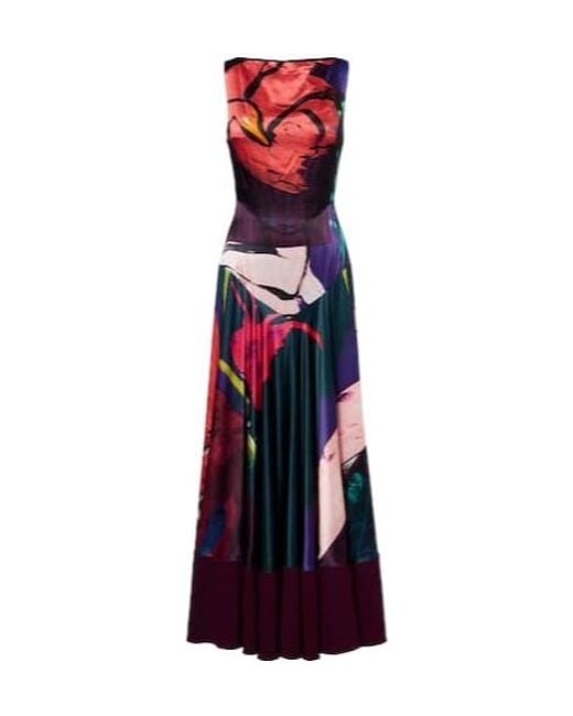 Roksanda Red Munir Printed Silk Satin Gown