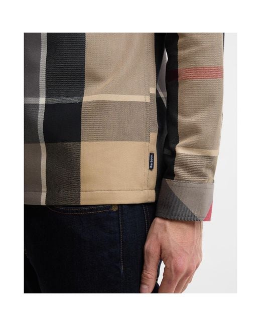 Barbour Gray Plaid Zipper Casual Jacket for men
