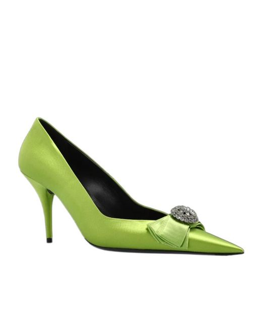 Balenciaga Green Avenue Palazzo Pointed-Toe Pumps