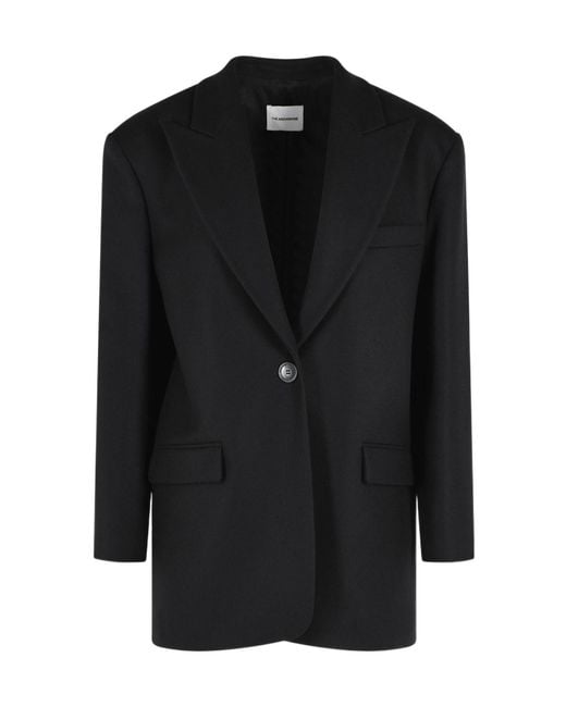 ANDAMANE Black 'Teresa' Virgin Wool Oversize Blazer