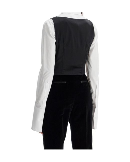 Dolce & Gabbana Black Double-Breasted Tuxedo Vest