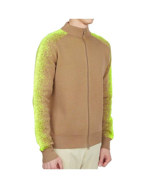 Herno Green Zip-Up High Neck Cardigan for men