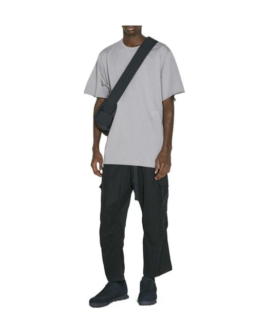 Y-3 Gray Premium Crewneck Short-Sleeved T-Shirt