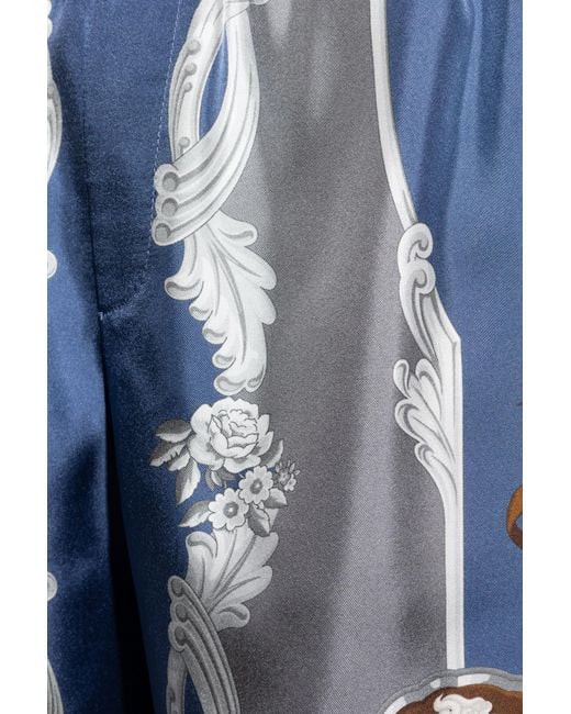 Versace Blue Pattern-Printed Elasticated Waistband Shorts for men