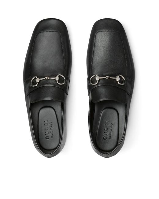 Gucci Black Horsebit Detailed Loafers for men