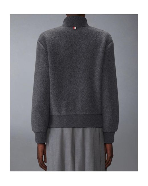Thom Browne Gray Zip-Up Knitted Cardigan for men