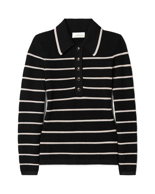 Zimmermann Black Crush Striped Stretch-Knit Top