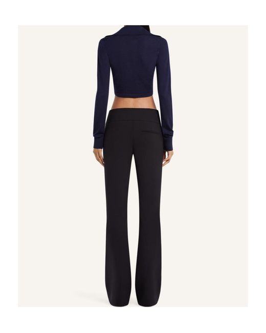 Courreges Black Twist-Detail Cropped Polo Jumper