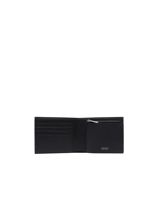 Ferragamo Black Ferragamo Gancini Bi-Fold Vard Holder for men