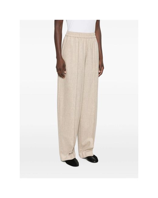 Fabiana Filippi White Pleated Wide-Leg Casual Trousers