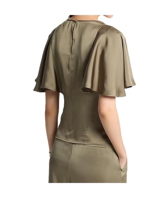 Michael Kors Multicolor Satin Cape Sleeve Blouse