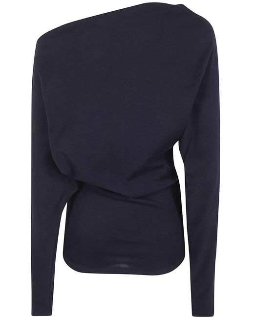 Ann Demeulemeester Blue Asymmetric-Shoulder Top