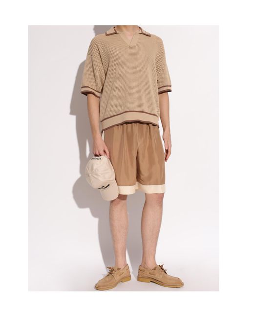 DSquared² Natural Open Work Knitted Polo for men