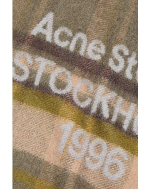 Acne Natural Check Logo Scarf for men