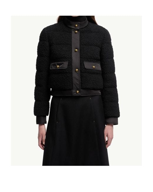Moncler Black Blandy Wool Blend Bouclé Short Down Jacket