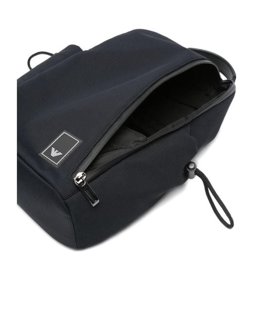 Emporio Armani Black Logo-Patch Backpack for men