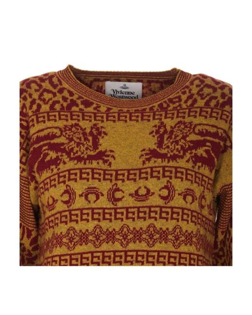 Vivienne Westwood Brown Pattern Intarsia-Knit Crewneck Jumper