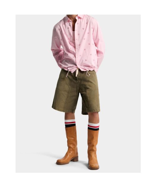 DSquared² Pink Embroidered Drawstring Shirt for men