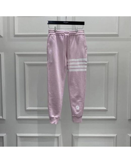 Thom Browne Pink Engineered 4-Bar Loopback Sweatpants