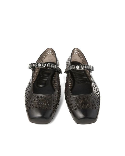 Jimmy Choo Black The Jelly Embellished Ballerina Flats