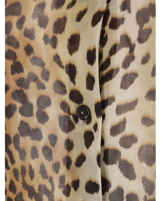 Blumarine Brown Leopard Printed Ruffled Georgette Shirt