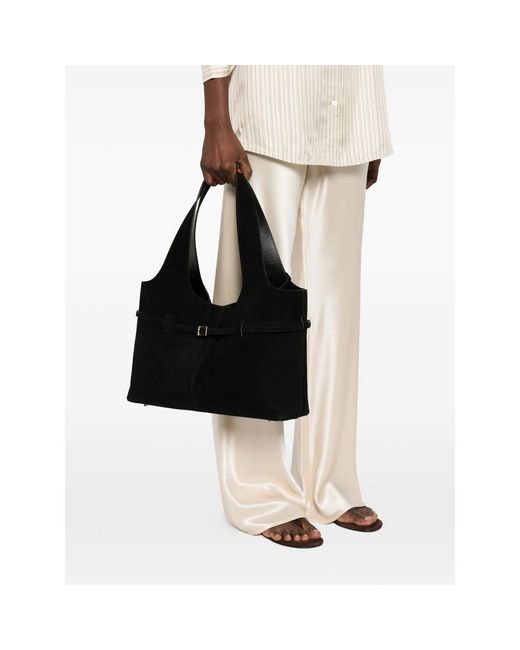 MANU Atelier Black Cambon Cabas Suede Tote Bag