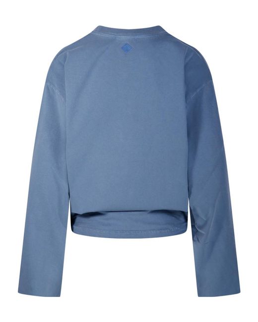 Haikure Blue Long-Sleeved Crewneck T-Shirt