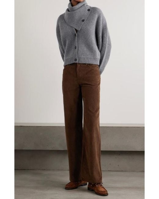LeKasha Brown Vicence Cotton-Corduroy Wide-Leg Pants