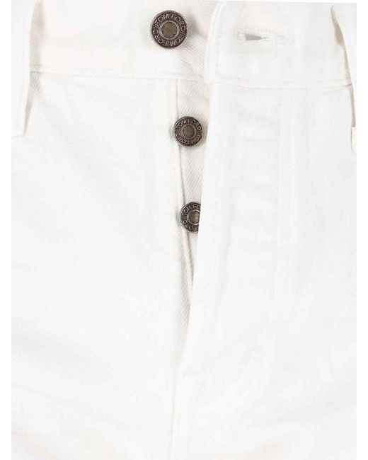 Tom Ford White Logo Patch Ripped-Detailed Jeans for men
