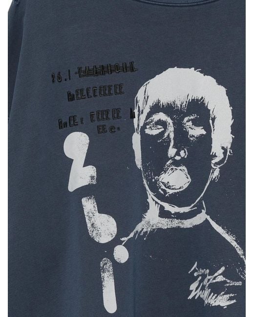 Song For The Mute Blue Graphic-Print Distressed Sweatshirt for men