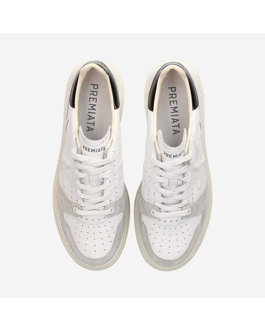 Premiata White Logo Low-Cut Casual Shoes for men
