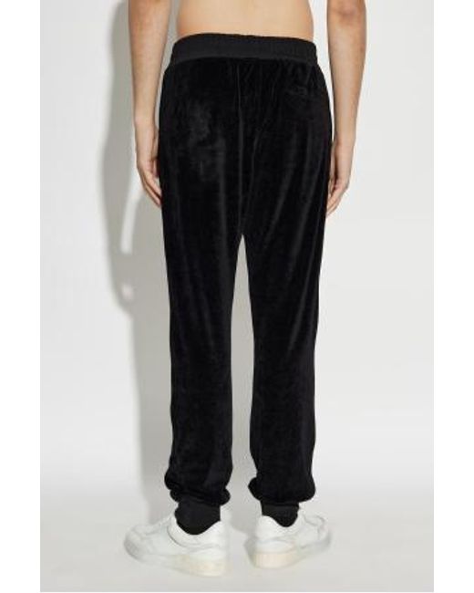 Versace Black Elasticated Waistband Velvet Trousers for men