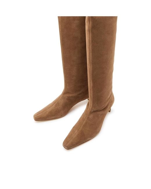 Staud Brown Solid Suede Knee-High Boots